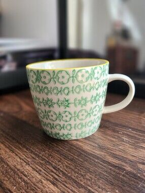Floral Mug - Bloomingville Green Stoneware Cozy Cottagecore Colorful NEW